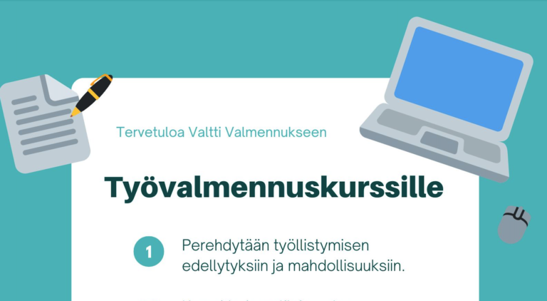 Tervetuloa työvalmennuskurssille